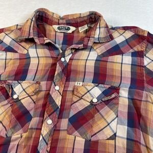 Salt Valley Western Shirt Womens Small Multicolor Plaid Pearl Snap Long Sleeve